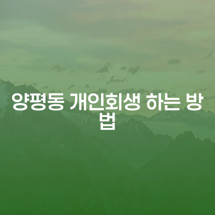 양평동 개인회생, 어떻게 시작해야 할까요?