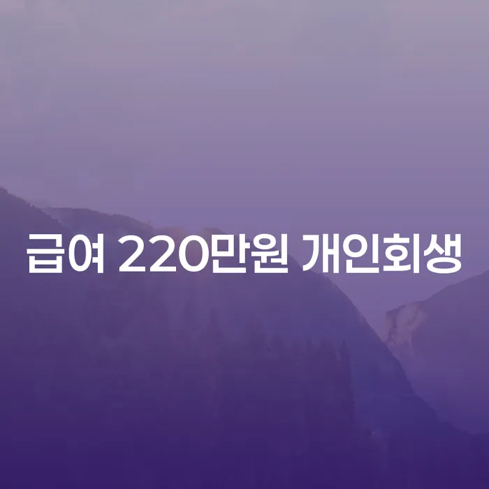 급여 220만원으로 개인회생을 신청할 수 있나요?